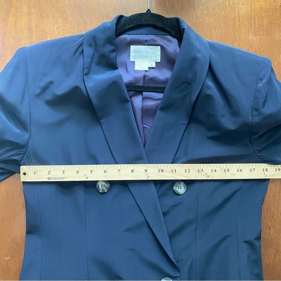 Vintage Hugo Buscato Milano Navy Silk Blazer Jacket 8 - Picture 9 of 9